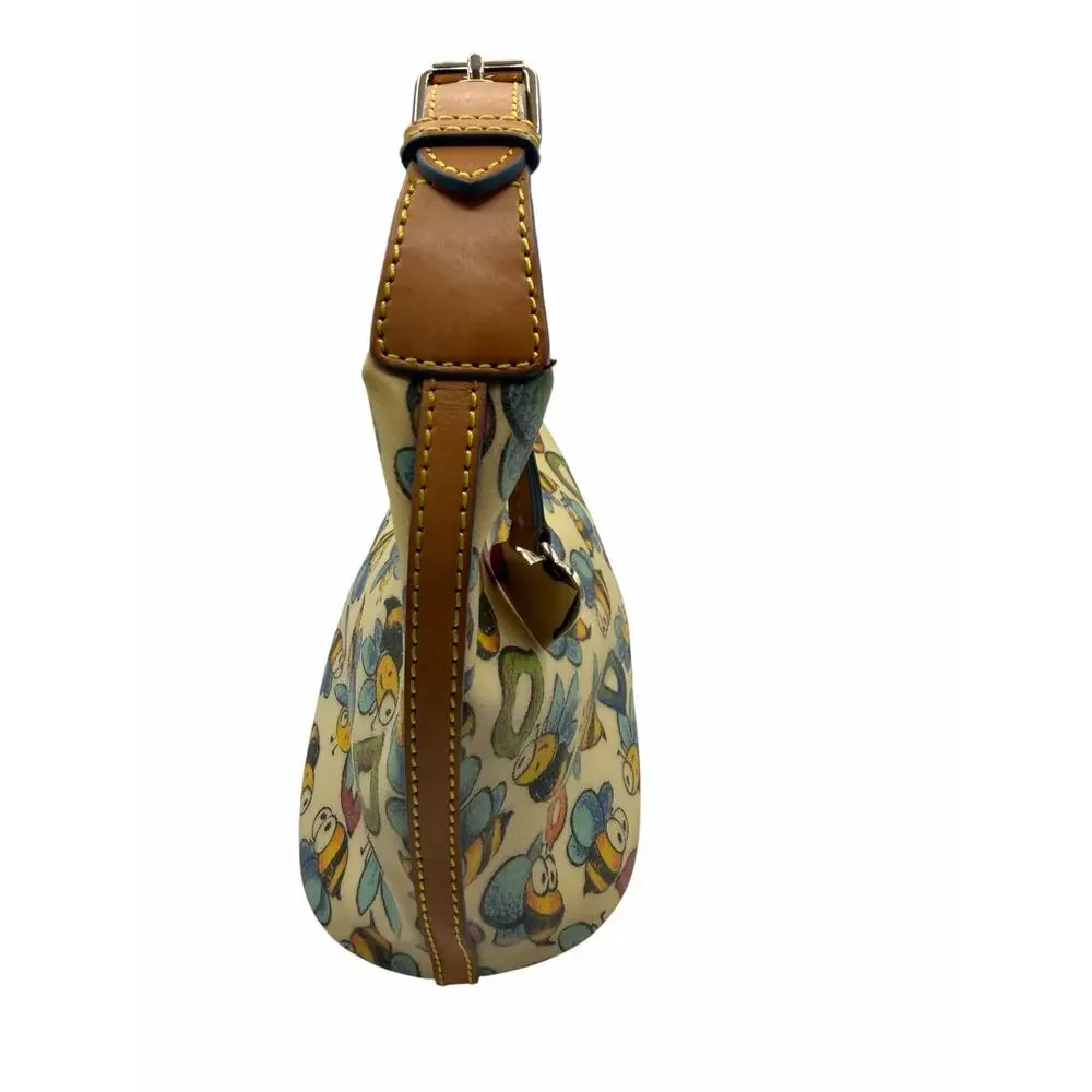 Dooney & Bourke Bumble Bee Print Small Hobo Shoulder Bag Rainbow Zip Rare Y2K